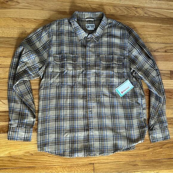 Marmot Bayview Midweight Flannel LS Long Sleeve Shirt Brown Size XXL - Picture 1 of 8
